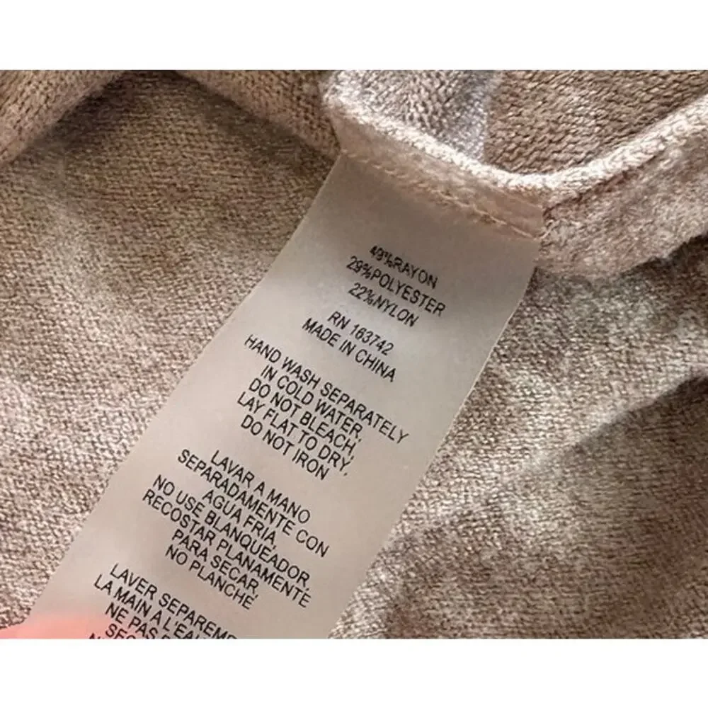 Aaeda Tan Knit Sweater with Floral Appliques Women's Size Large